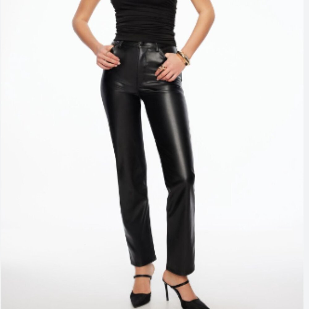 Dynamite Black Faux Leather Straight Leg Gisele Pants Size 12